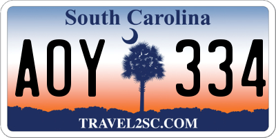 SC license plate AOY334
