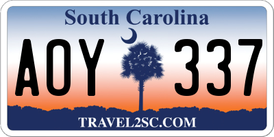 SC license plate AOY337