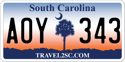 SC license plate AOY343