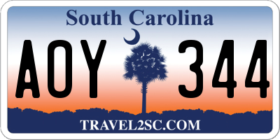 SC license plate AOY344