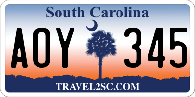 SC license plate AOY345