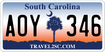 SC license plate AOY346