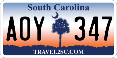 SC license plate AOY347