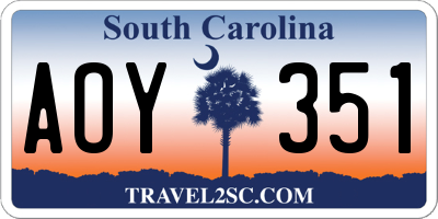 SC license plate AOY351