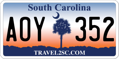 SC license plate AOY352