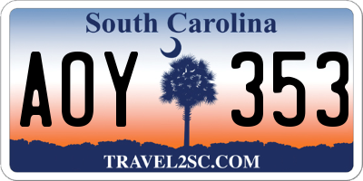SC license plate AOY353