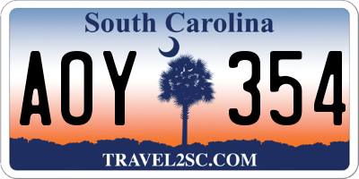 SC license plate AOY354