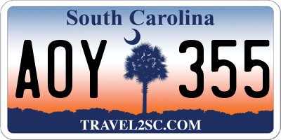SC license plate AOY355