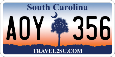SC license plate AOY356