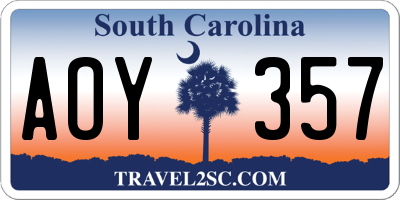 SC license plate AOY357