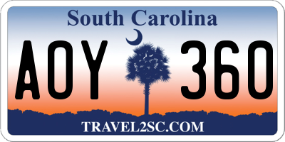 SC license plate AOY360