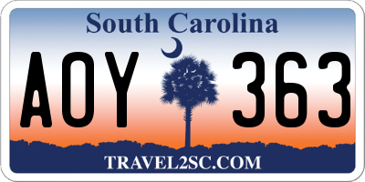 SC license plate AOY363