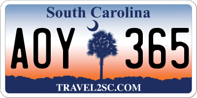 SC license plate AOY365
