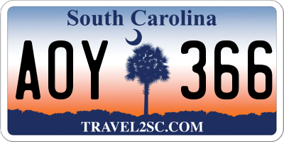 SC license plate AOY366