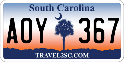 SC license plate AOY367