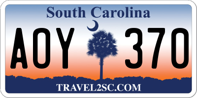 SC license plate AOY370