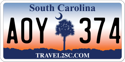 SC license plate AOY374