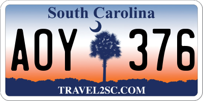 SC license plate AOY376