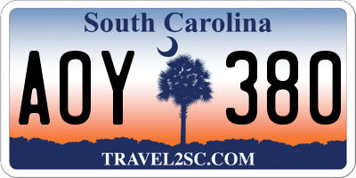 SC license plate AOY380