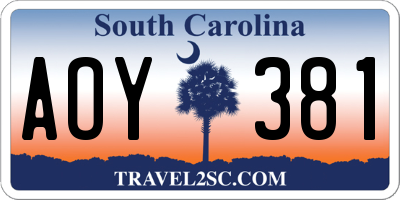 SC license plate AOY381