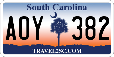 SC license plate AOY382
