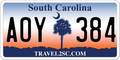 SC license plate AOY384