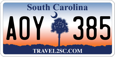 SC license plate AOY385