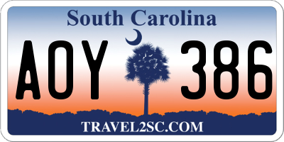SC license plate AOY386