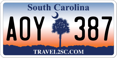 SC license plate AOY387