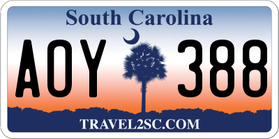 SC license plate AOY388