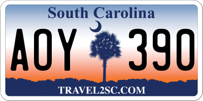 SC license plate AOY390