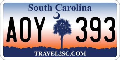 SC license plate AOY393