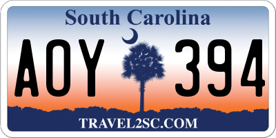SC license plate AOY394