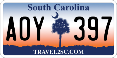 SC license plate AOY397