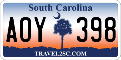 SC license plate AOY398