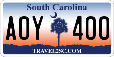 SC license plate AOY400