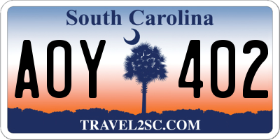 SC license plate AOY402