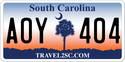 SC license plate AOY404
