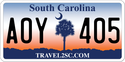 SC license plate AOY405