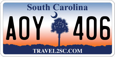 SC license plate AOY406