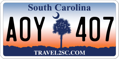SC license plate AOY407