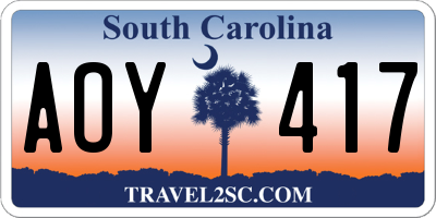 SC license plate AOY417