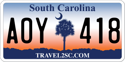 SC license plate AOY418