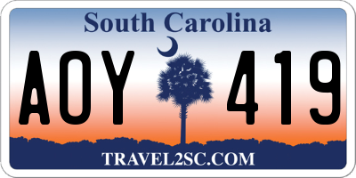 SC license plate AOY419