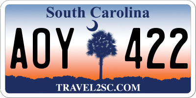 SC license plate AOY422