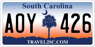 SC license plate AOY426