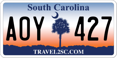 SC license plate AOY427