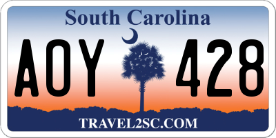 SC license plate AOY428