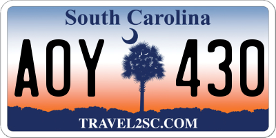 SC license plate AOY430