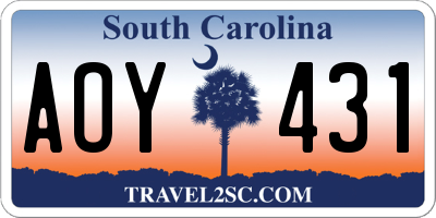SC license plate AOY431